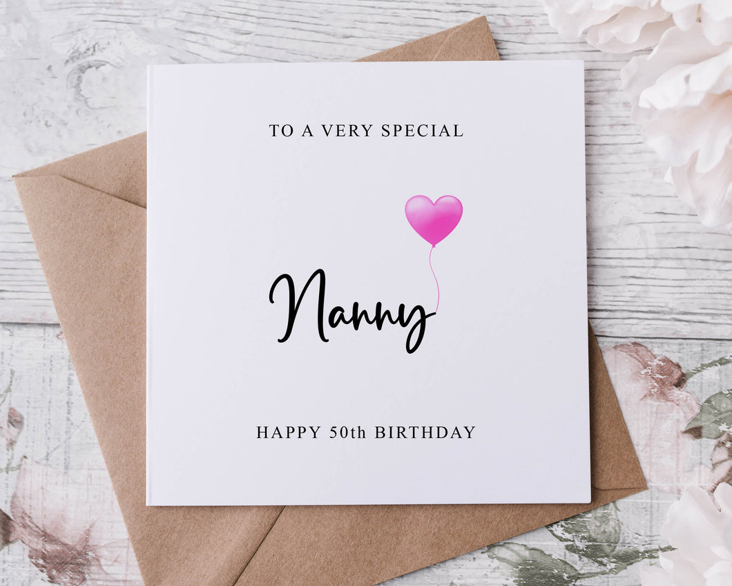 Personalised Nanny Birthday Card, Special Relative, Happy Birthday, Age Card For Her 30th, 40th,50th, 60th, 70th, 80th, Any Age Med Or Lrg