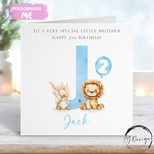 Little Brother jungle theme birthday card