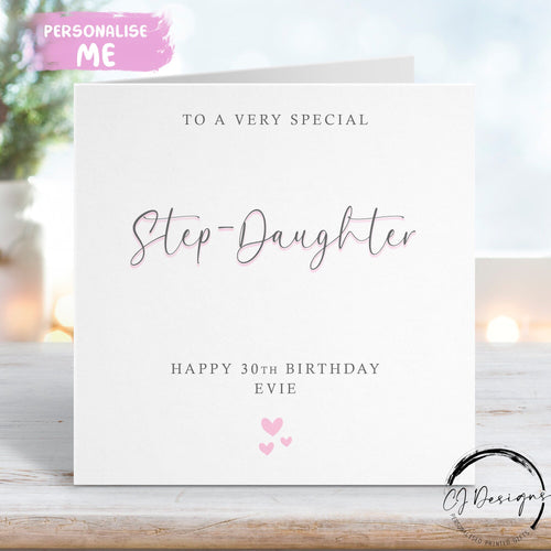 Personalised Step-Daughter birthday card