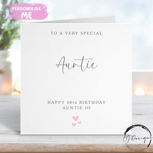 Personalised Auntie birthday card