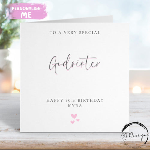 Personalised Godsister Auntie birthday card