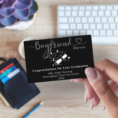 Personalised Boyfriend Engraved Graduation Gift Metal Wallet card Sentimental Keepsake - Graduation Gifts