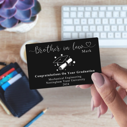 Brother in law engraved black graduation wallet card