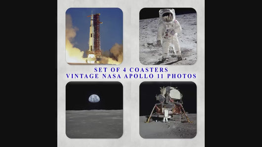 Set of 4 vintage Apollo 11 photo Coasters, space gift, Nasa Photo Gift