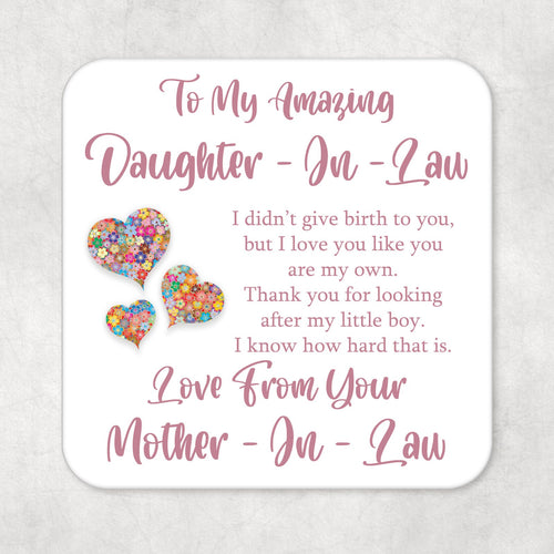 Daughter in Law Drinks Coaster To my Amazing Daughter in Law Sentimental Gift