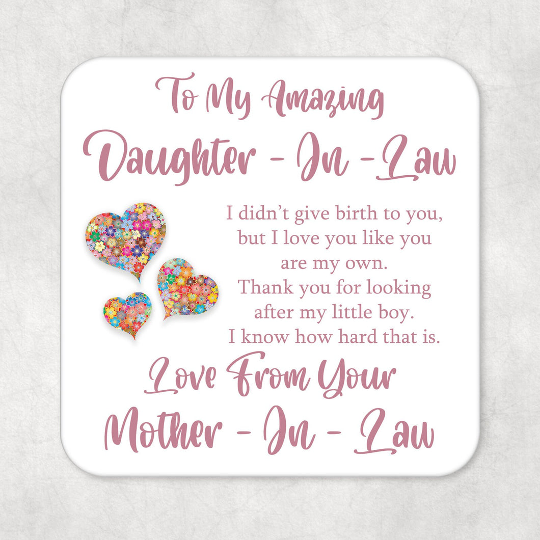 Daughter in Law Drinks Coaster To my Amazing Daughter in Law Sentimental Gift