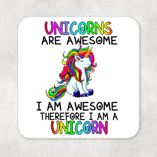 Funny Awesome Unicorn Drinks Coaster Rainbow Gift