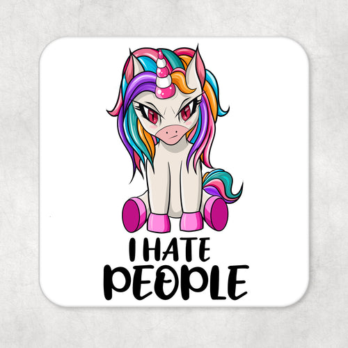 Funny Unicorn Drinks Coaster Gift- I hate people