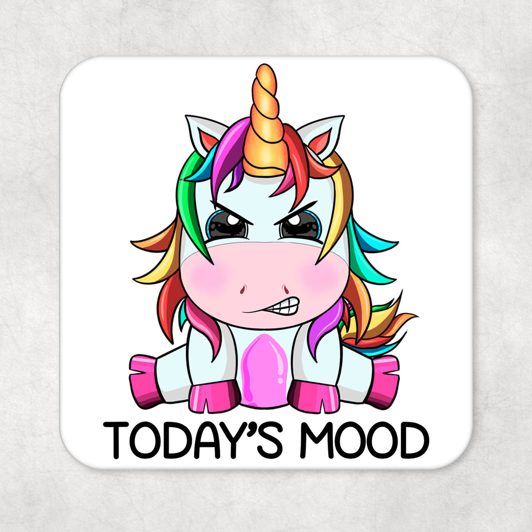 Funny Angry Unicorn Drinks Coaster Gift- Todays Mood