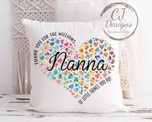Load image into Gallery viewer, Mum Heart Design Cushion - Thank You For All The Millions Of Little Things You Do White Canvas Home Decor
