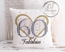 Load image into Gallery viewer, 60th Birthday Gift Milestone Cushion - 60 and Fabulous White Super soft Cushion Cover

