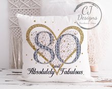 Load image into Gallery viewer, 100th Birthday Gift Milestone Cushion - 100 And Absolutely Fabulous White Super soft Cushion Cover
