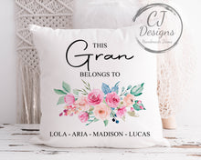 Load image into Gallery viewer, Personalised Grandma Cushion - Printed White Super Soft- This Grandma Belongs To
