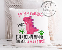 Load image into Gallery viewer, Daddysaurus Cushion- Like a Normal Daddy But More Awesome - grampssaurus-grandadsaurus-dadsaurus-papasaurus-unclesaurus Dinosaur Dad Gift
