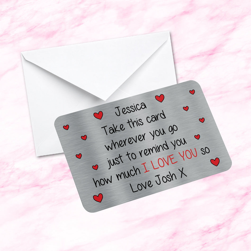 Personalised Sentimental Keepsake Metal Wallet Card How Much I Love You So Quote Fiance Gift, Husband, Wife,  Boyfriend, Girlfriend