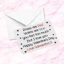 Load image into Gallery viewer, Personalised Funny Valentine Quote Sentimental Keepsake Metal Wallet Card Fiance Gift Husband Wife Girlfriend Boyfriend
