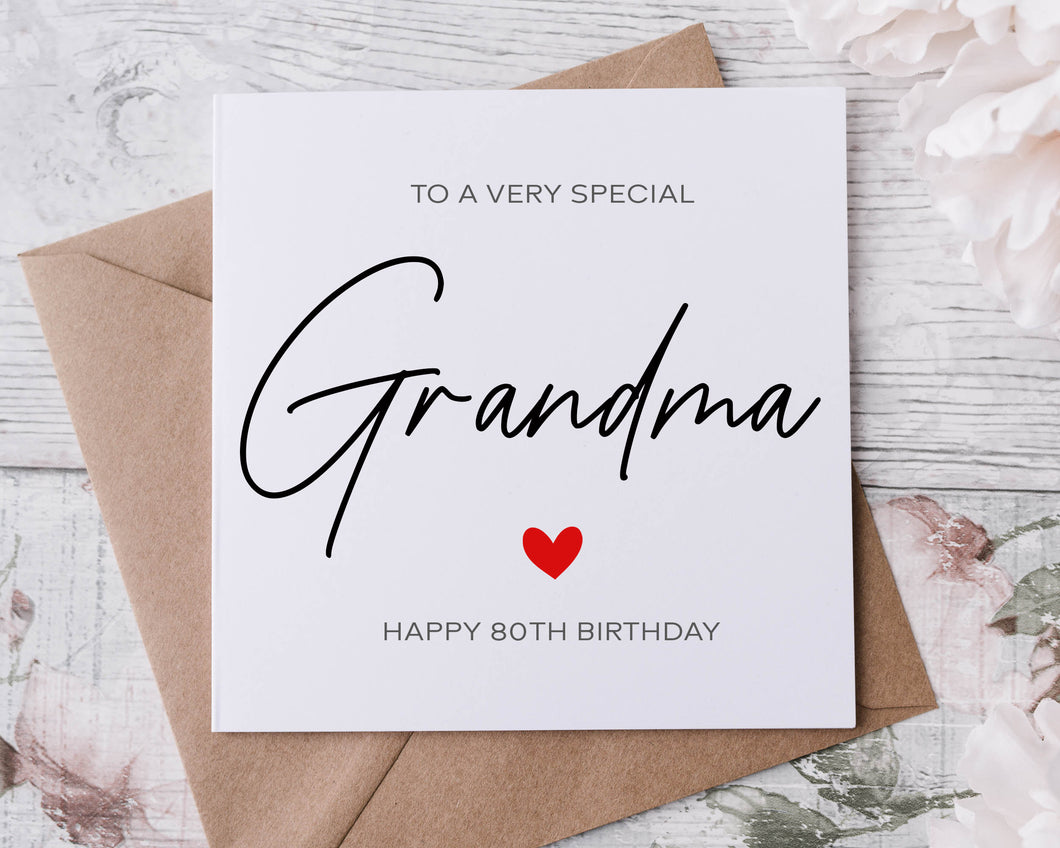 Personalised Grandma Birthday Card, Special Grandma, Happy Birthday, Age Card For Her, 50th, 60th, 70th, 80th, 90th