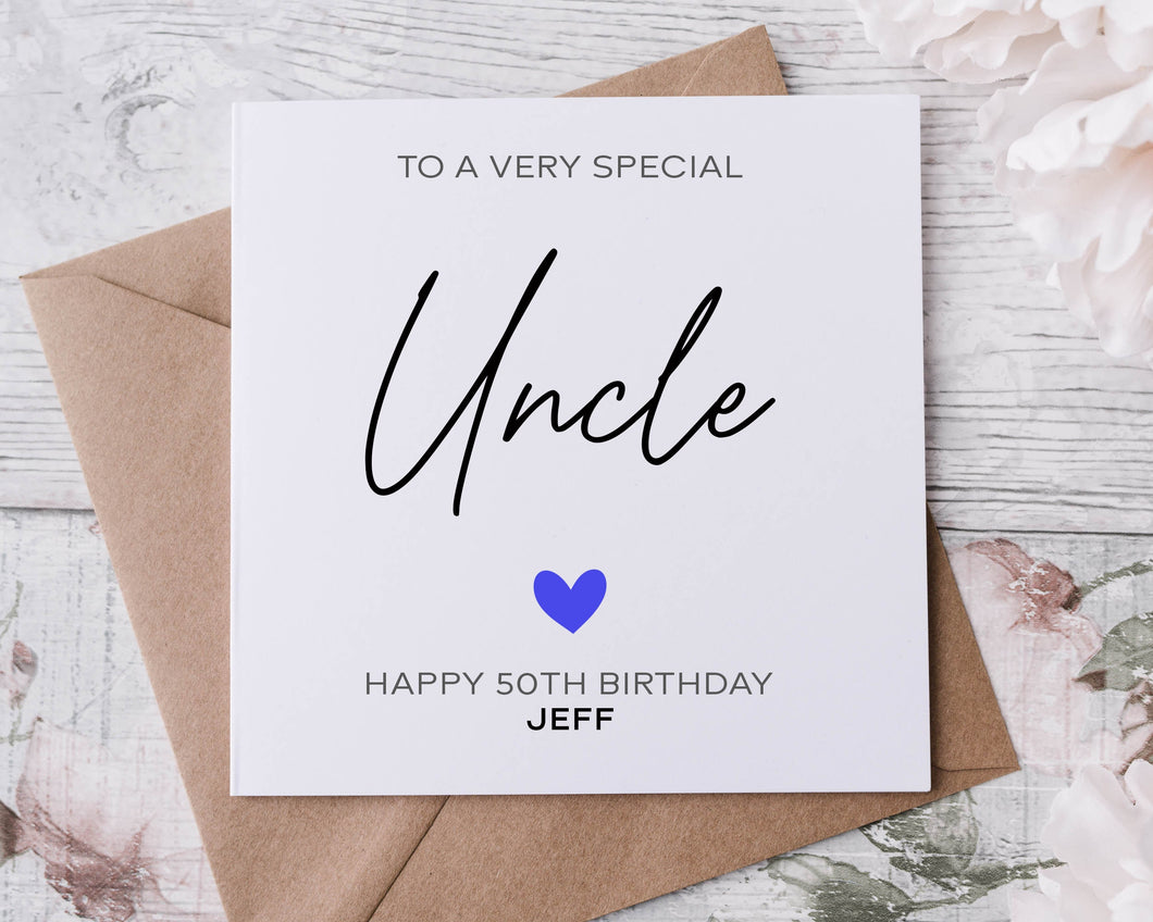 Personalised Uncle Birthday Card, Special Relative, Happy Birthday, Age Card For Him 30th, 40th,50th, 60th, 70th, 80th, Any Age