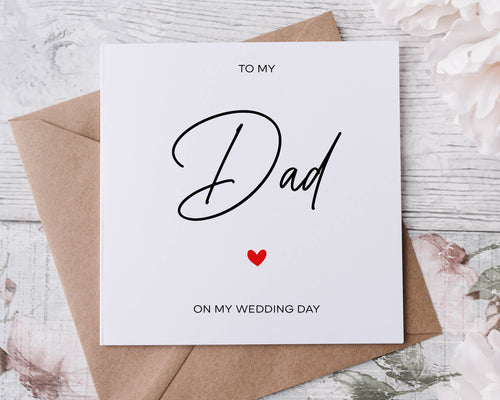 To My Dad On My Wedding Day Card, Thank You Card For Mother in Law, Bridesmaid, Sister, Brother