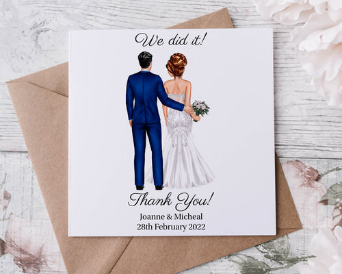 We Did it! Personalised Wedding Thank You Card Fully Customisable Bride and Groom Wedding Greeting Card