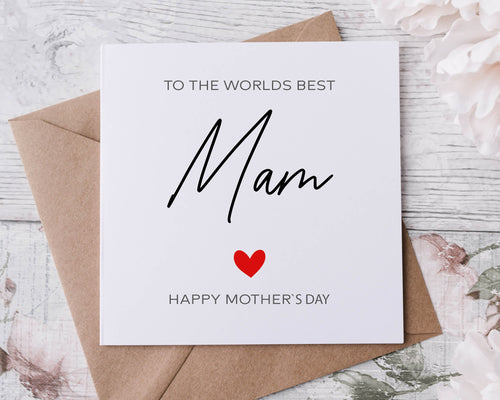 Worlds Best Mam Mothers Day Card, Mum, Mom, Mother, Mummy, Mommy