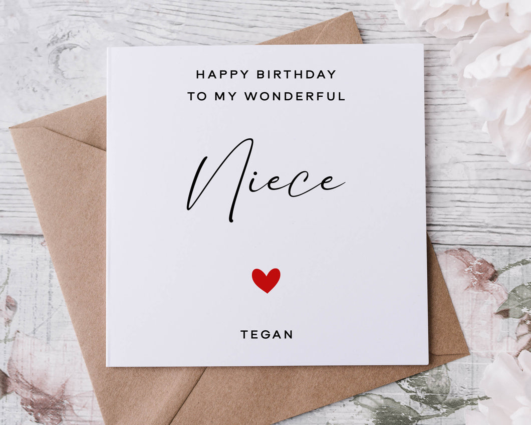 Personalised Niece Birthday Card, Card for Her Special Niece