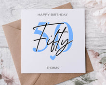 Load image into Gallery viewer, Personalised 70th Birthday Card,  Age &amp; Name Birthday Card  Pink, Blue or Purple 16th, 18th, 21st, 30th, 40th, 50th, 60th 70th

