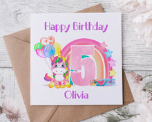 Load image into Gallery viewer, Personalised Pink Unicorn 2nd Birthday Card Boy/Girl 1st, 2nd, 3rd, 4th, 5th, 6th 7th, 8th, 9th, 10th
