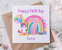 Load image into Gallery viewer, Personalised Pink Unicorn 5th Birthday Card Boy/Girl 1st, 2nd, 3rd, 4th, 5th, 6th 7th, 8th, 9th, 10th
