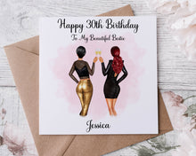 Load image into Gallery viewer, Personalised Bestie 30th Birthday Card, You Choose Hair Style 20 to Choose From, Age and Name Card For Her, 18th, 21st, 30th, 40th
