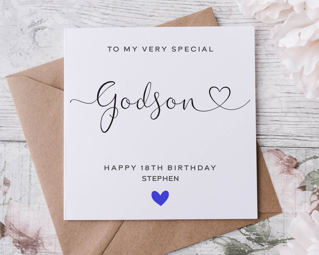 Personalised Godson Birthday Card, Special Relative, Happy Birthday, Age Card For Her 30th, 40th,50th, 60th, 70th, 80th, Any Age