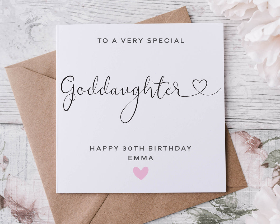 Personalised Goddaughter Birthday Card, Special Relative, Happy Birthday, Age Card For Her 30th, 40th,50th, 60th, 70th, 80th, Any Age