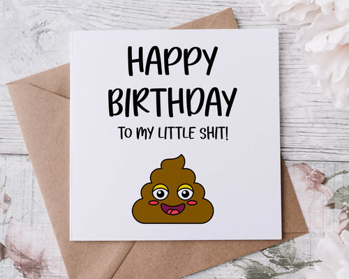 Rude Adult Humour Birthday Card Happy Birthday To My Little Shit 30th, 40th, 50th, 60th 70th