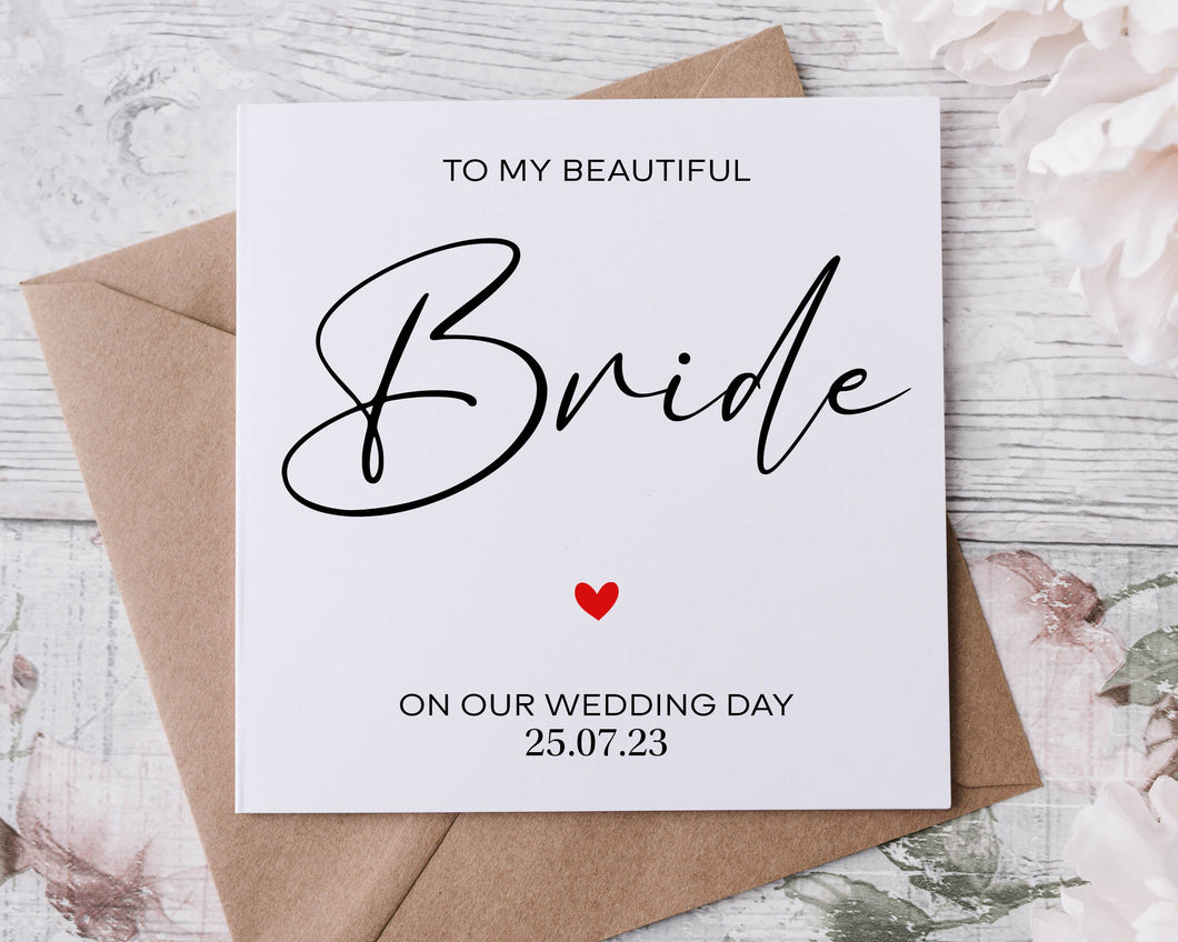 Personalised To My Beautiful Bride Wedding Card For Groom, Card For Bride, To My Wife, To My Husband