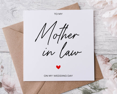 To My Mother in Law On My Wedding Day Card Thank You Card Wedding Card To Bridesmaid Sister in Law