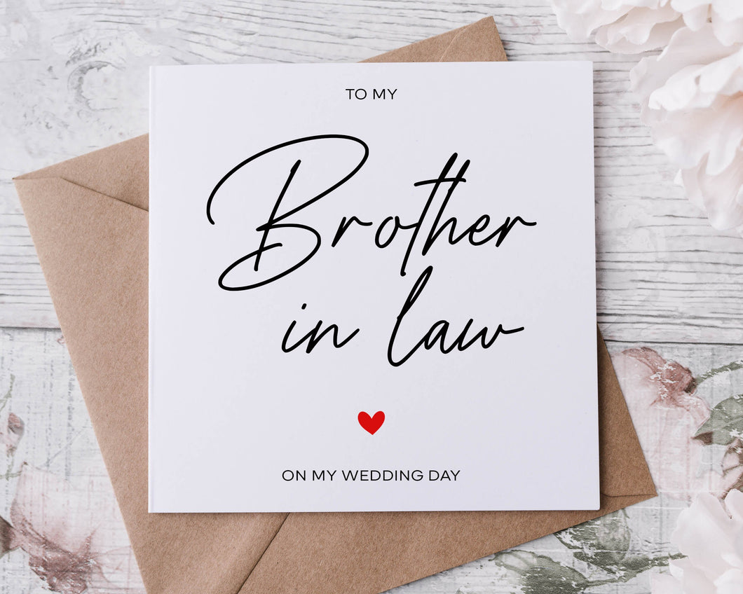 To My Brother in Law On My Wedding Day Card, Thank You Card For Mother in Law, Bridesmaid, Sister, Brother