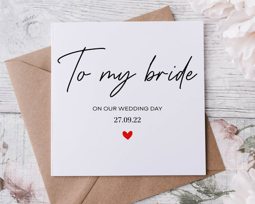 Personalised To My Bride On Our Wedding Day, Wedding Card For Groom, Card For Bride, To My Wife, To My Husband