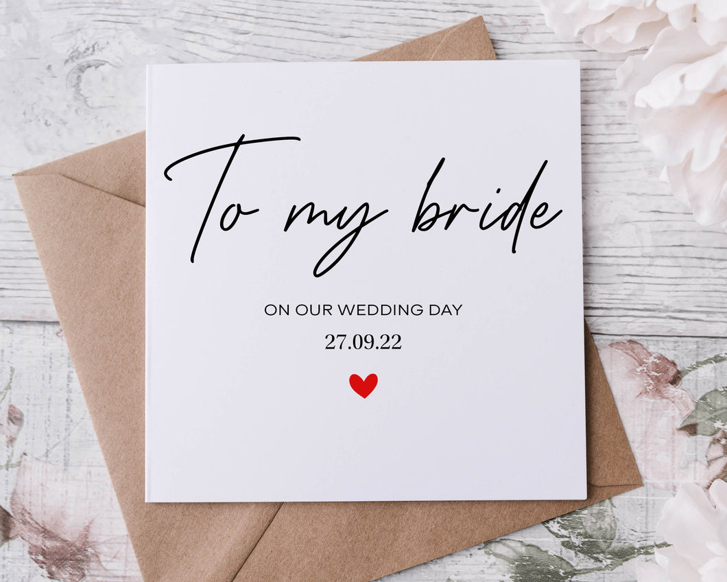 Personalised To My Bride On Our Wedding Day, Wedding Card For Groom, Card For Bride, To My Wife, To My Husband