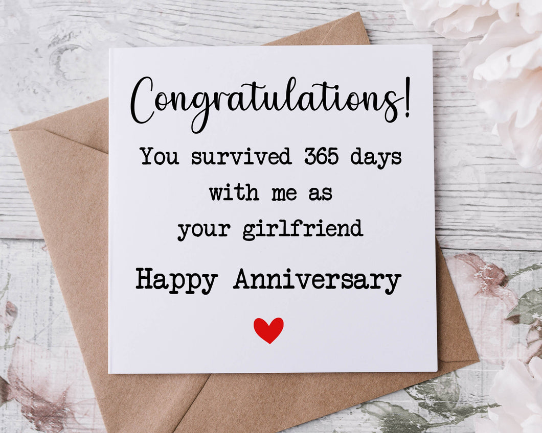 1st Anniversary Card for Boyfriend/ Girlfriend 365 Days