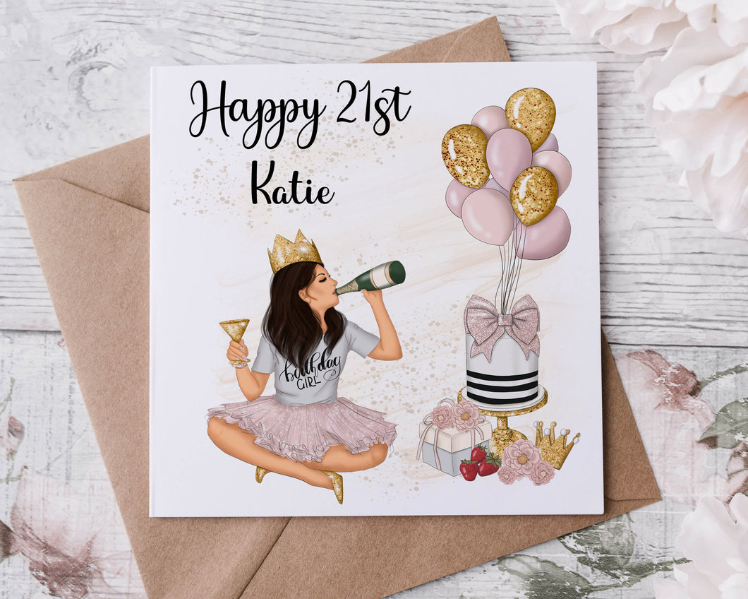 Personalised 21st Birthday Card, Special Daughter, Happy Birthday, Age Card For Her, Teenager, 18th, 21st, 30th Blonde, Red, Brown