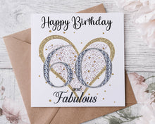 Load image into Gallery viewer, 70th Birthday Card, Heart Design 70 and Fabulous 60, 70 Card for Her
