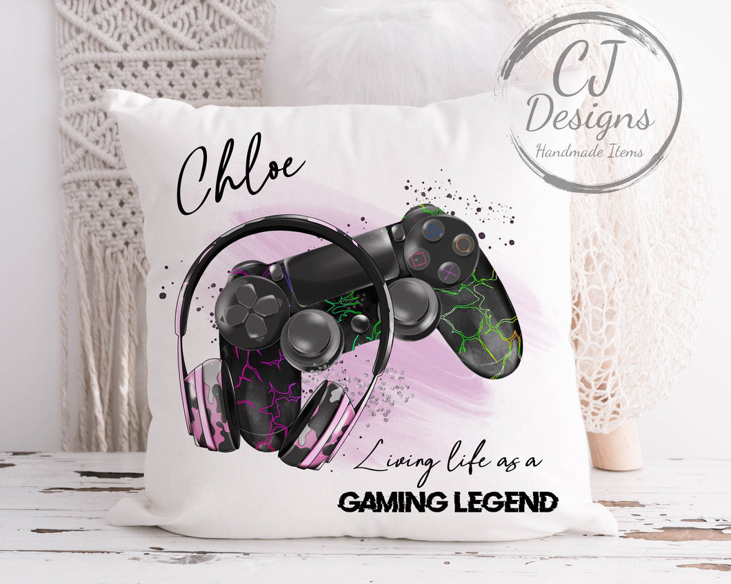 Girls Personalised Gaming Cushion, Gift for Girl, Gamer Cushion, Gamer Gift