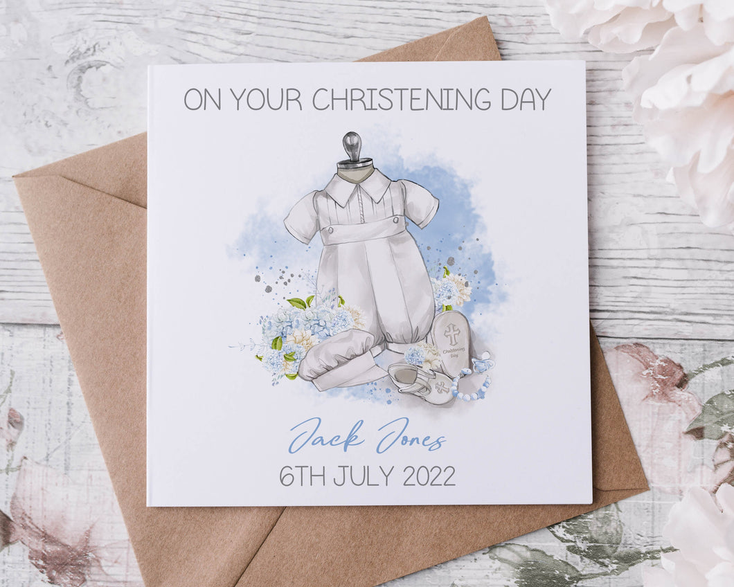 Personalised Boys Christening Card, Greeting Card, Christening Day Keepsake