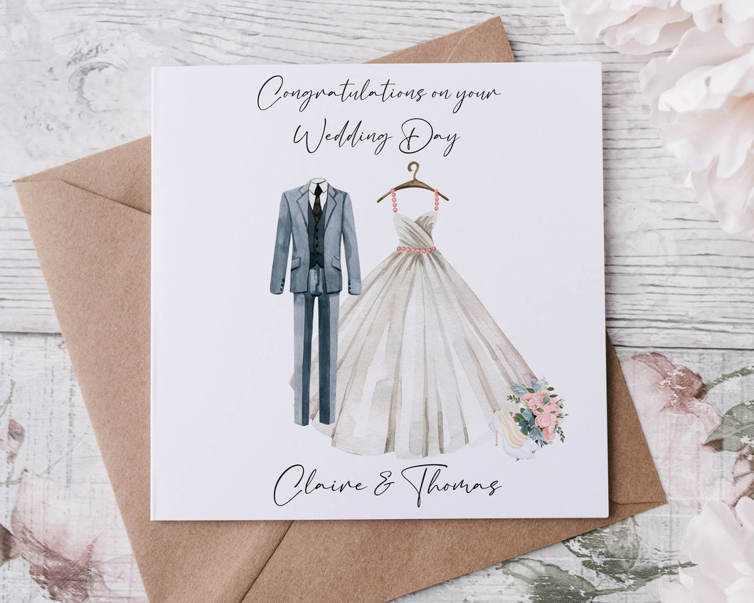 Personalised Congratulations Wedding Day Card, With Names & Date, Mr and Mrs Card