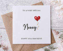 Load image into Gallery viewer, Personalised Nannie Birthday Card, Special Relative, Happy Birthday, Age Card For Him 50th, 60th, 70th, 80th, Any Age Med Or Lrg
