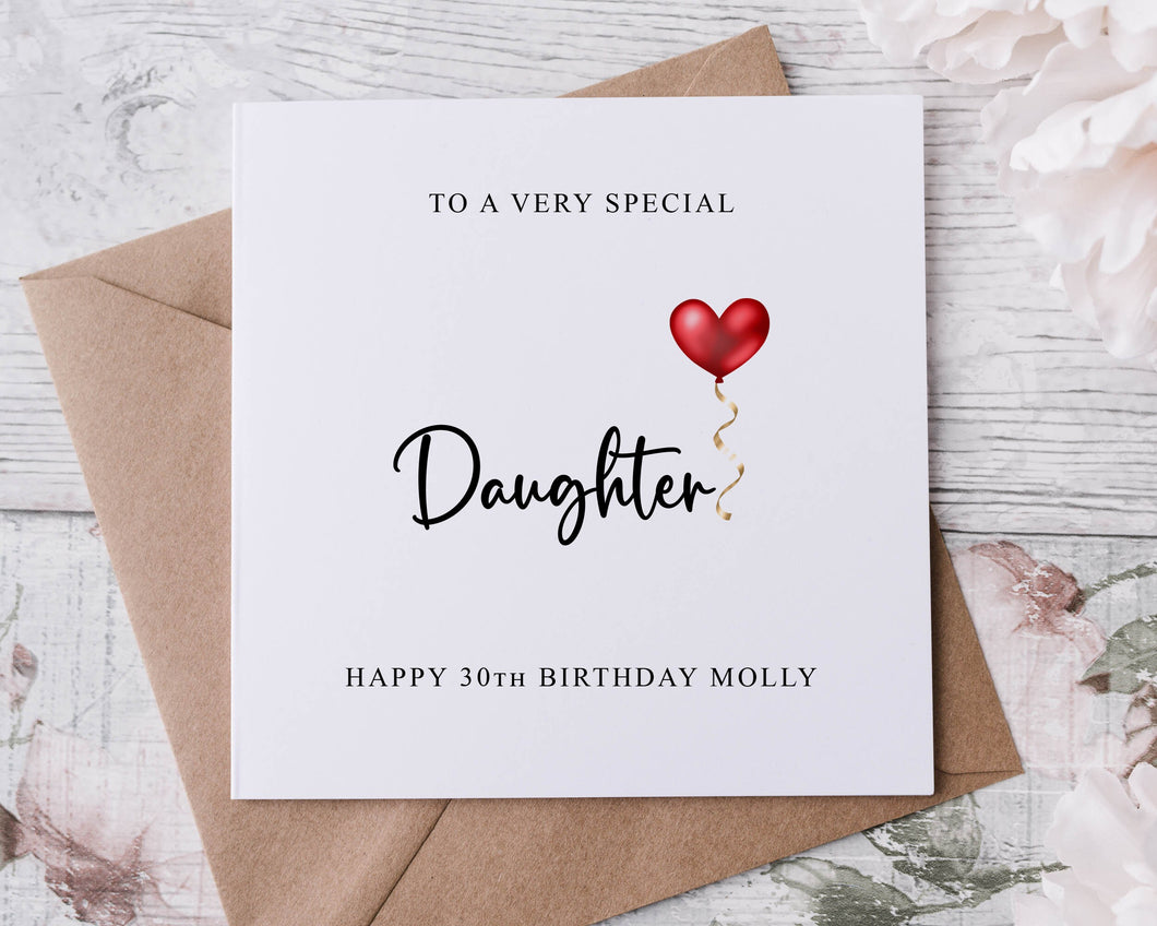 Personalised Daughter Birthday Card, Special Relative, Happy Birthday, Age Card For Her 30th, 40th,50th Any Age Med Or Lrg