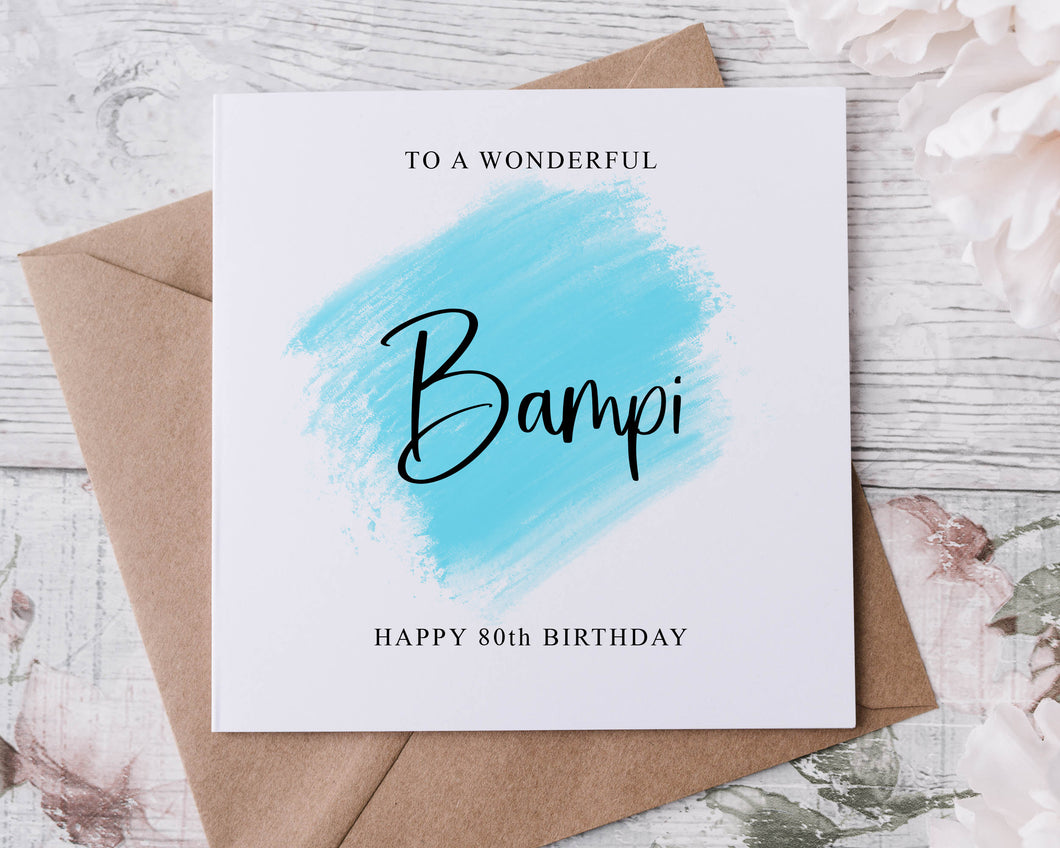 Personalised Bampi Birthday Card, Special Grandad, Happy Birthday, Age Card For Him, 50th, 60th, 70th, 80th, 90th