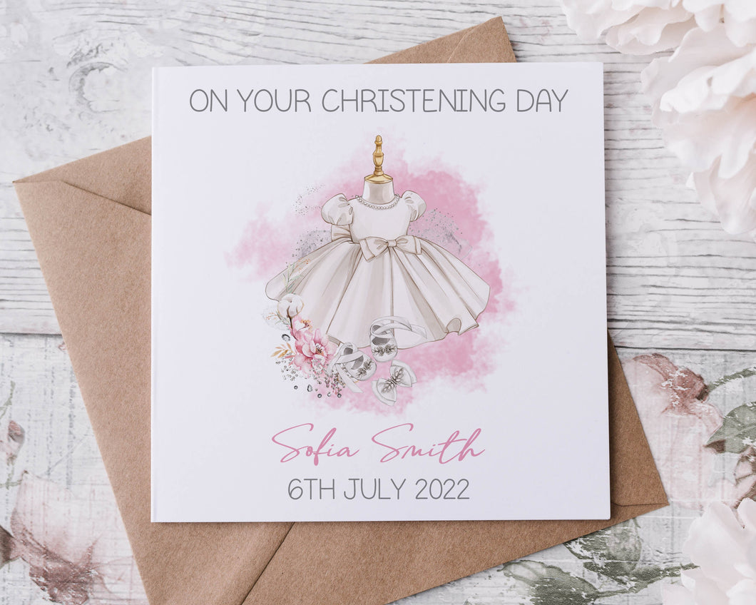 Personalised Girls Christening Card, Greeting Card, Christening Day Keepsake