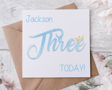 Load image into Gallery viewer, Personalised 2nd Birthday Card Blue/Pink 1st, 2nd, 3rd, 4th, 5th Boys/Girls Crown Number
