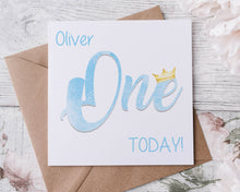 Load image into Gallery viewer, Personalised 2nd Birthday Card Blue/Pink 1st, 2nd, 3rd, 4th, 5th Boys/Girls Crown Number
